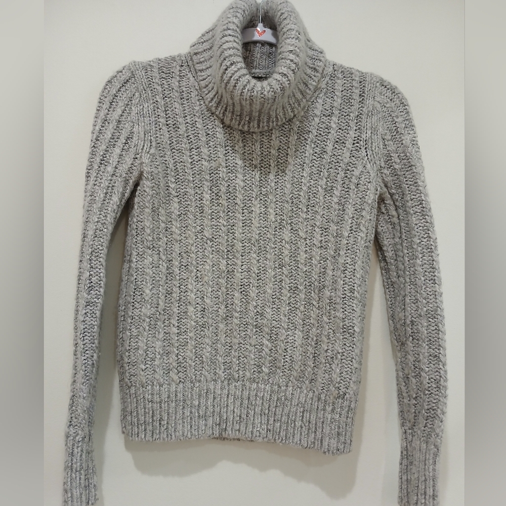 BR Italian Yarn Alpaca/Wool Blend Chunky Rib Knit Turtleneck EUC Sz Xs ( 6-8)